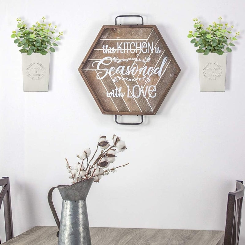 LESEN Set of 2 Farmhouse Metal Wall Planter,Rustic Wall Decor Country Hanging Wall Vase Box for Plants Flower Home Decoration - Image 5
